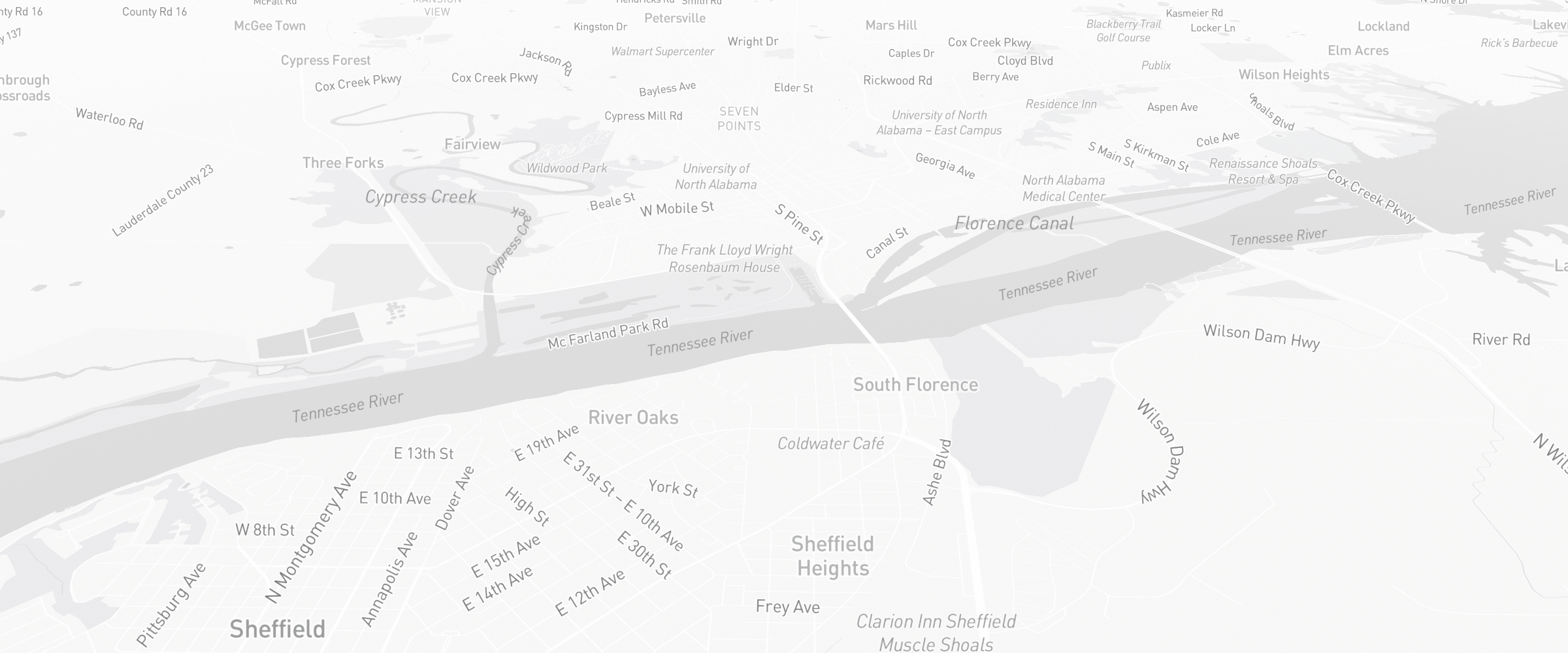 Neighborhood map of Florence, AL — the area served by Life Insurance Agents of Florence Group
